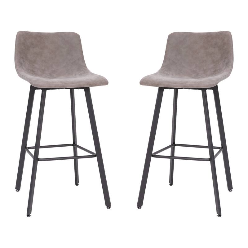 Set of 2 Armless Upholstered Metal Counter Stools