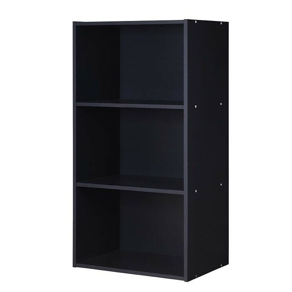 3 Open Shelf Bookcase Modern Storage Display Cabinet - Black