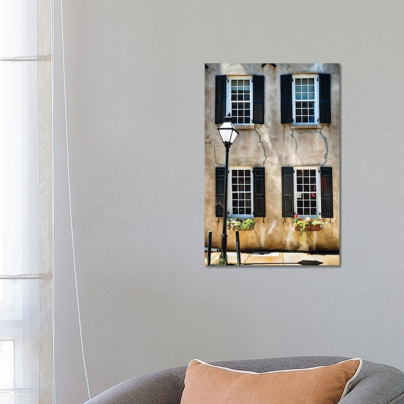 iCanvas "Frontal View of a Historic Home with Windows, Charleston, South Carolina" by George Oze Canvas Print - 26x18x1.5