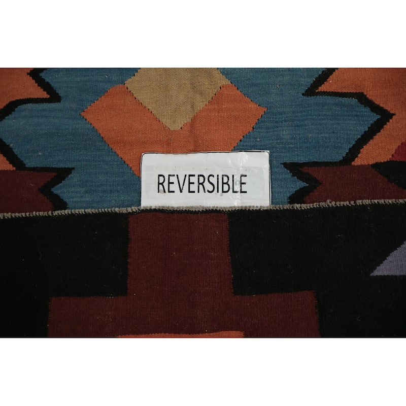 Hand Woven Oriental 100% Wool Carpet Southwestern Modern Multi-Colored Kilim Area Rug - 12' 2'' X 8' 7''