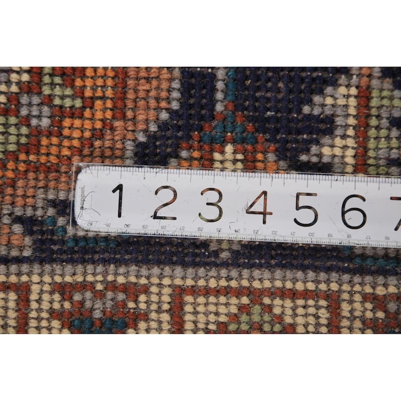 Gray Blue Geometric Kazak Indian Area Rug Handmade Wool Carpet - 7'10"x 9'11"