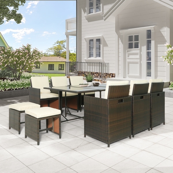 Nestfair 11-Piece Outdoor Rattan Wicker Patio Dining Table Set. Opens flyout.