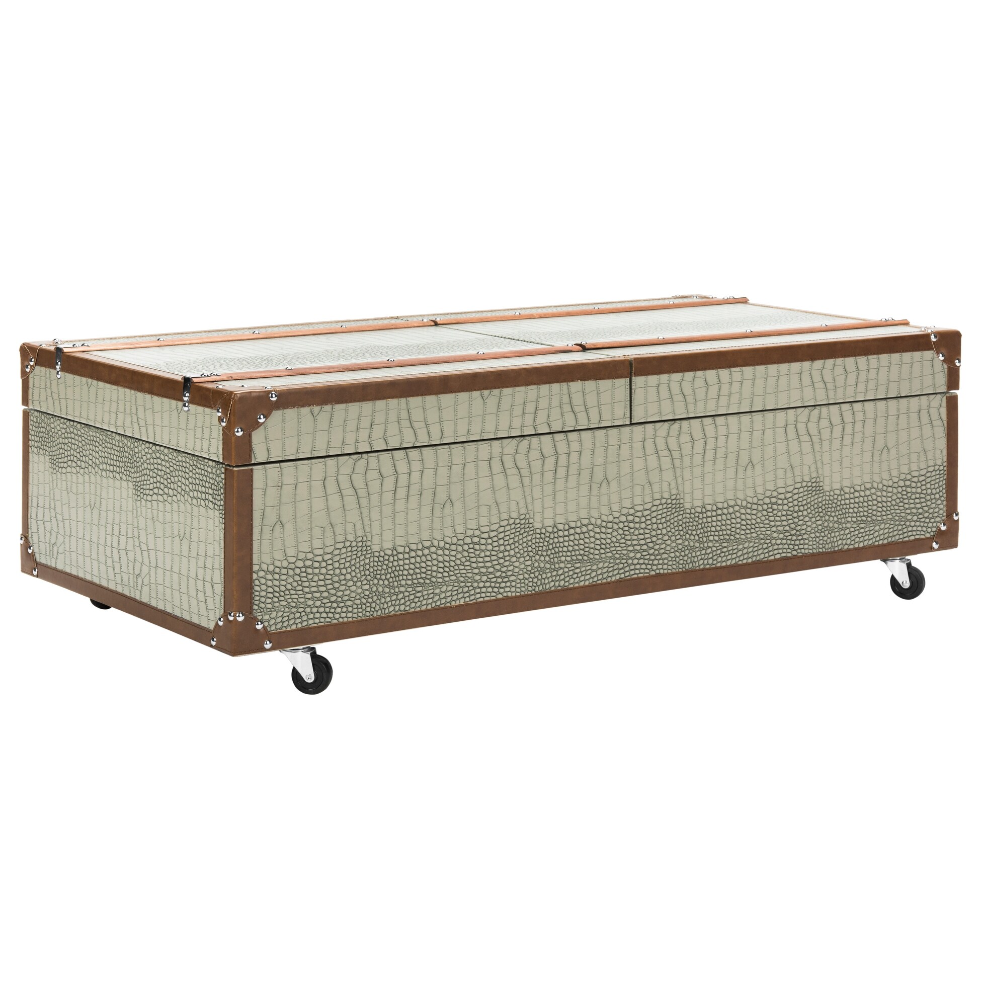 Safavieh zoe coffee table storage trunk with wine shop rack