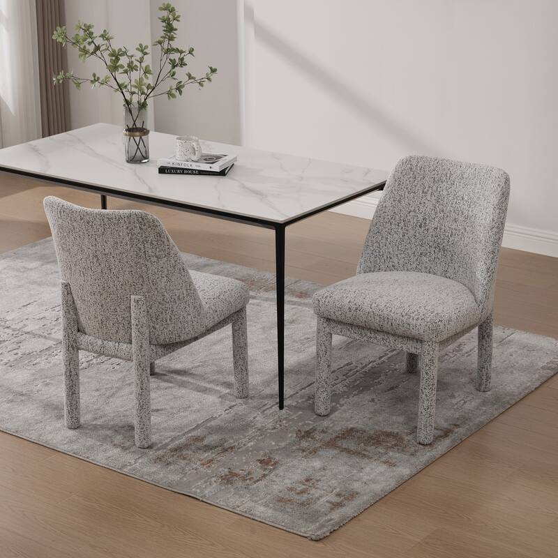 Upholstered Dining Chairs Set, Modern Dining Room Chairs Chenille Side Chairs with Curved Backrest, Armless Living Room Chair