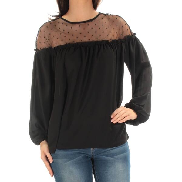 Shop Womens Black Long Sleeve Illusion Neckline Top Size S Overstock 21803243