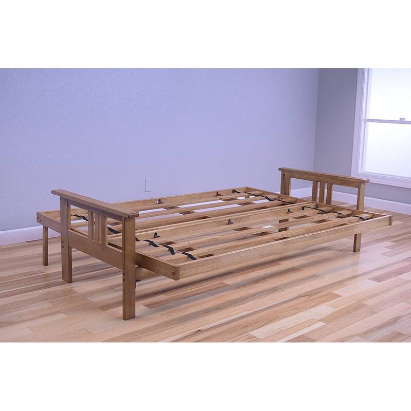 85 in. Butternut/Suede Black Polyester Upholstered Queen Size Futon Set with Mattress