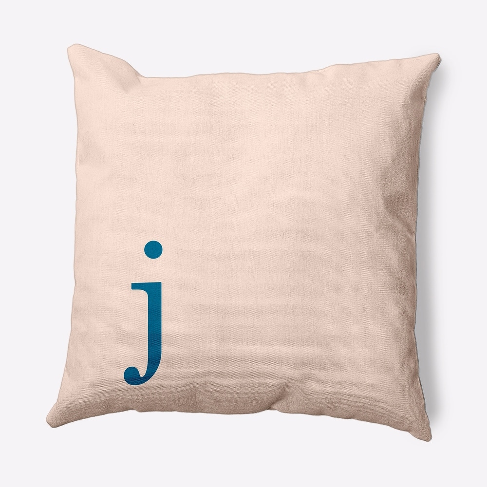 Modern Monogram Indoor/Outdoor Throw Pillow-J