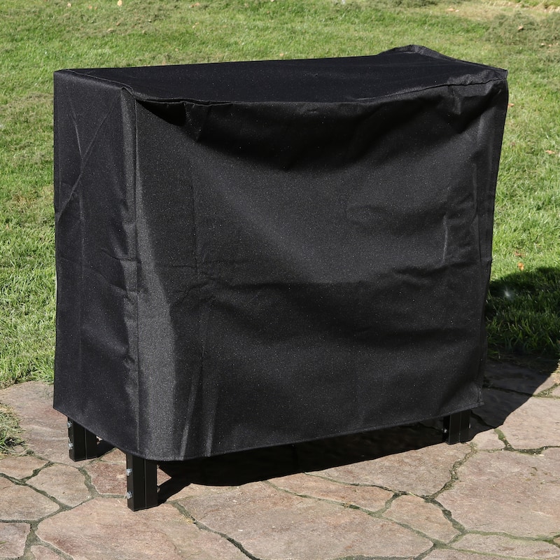 Sunnydaze Indoor-Outdoor Black Steel Firewood Log Rack and Cover Combo - 30-Inch