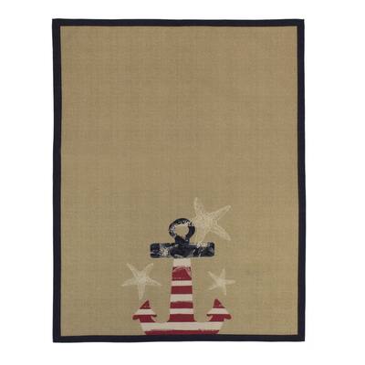 Patriotic Anchor Stars And Red White Blue American Flag Starfish 4th of July Kitchen Tea Towel Decor