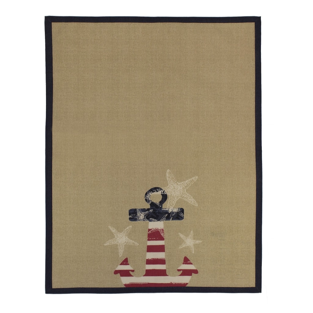 Patriotic Anchor Stars And Red White Blue American Flag Starfish 4th of July Kitchen Tea Towel Decor
