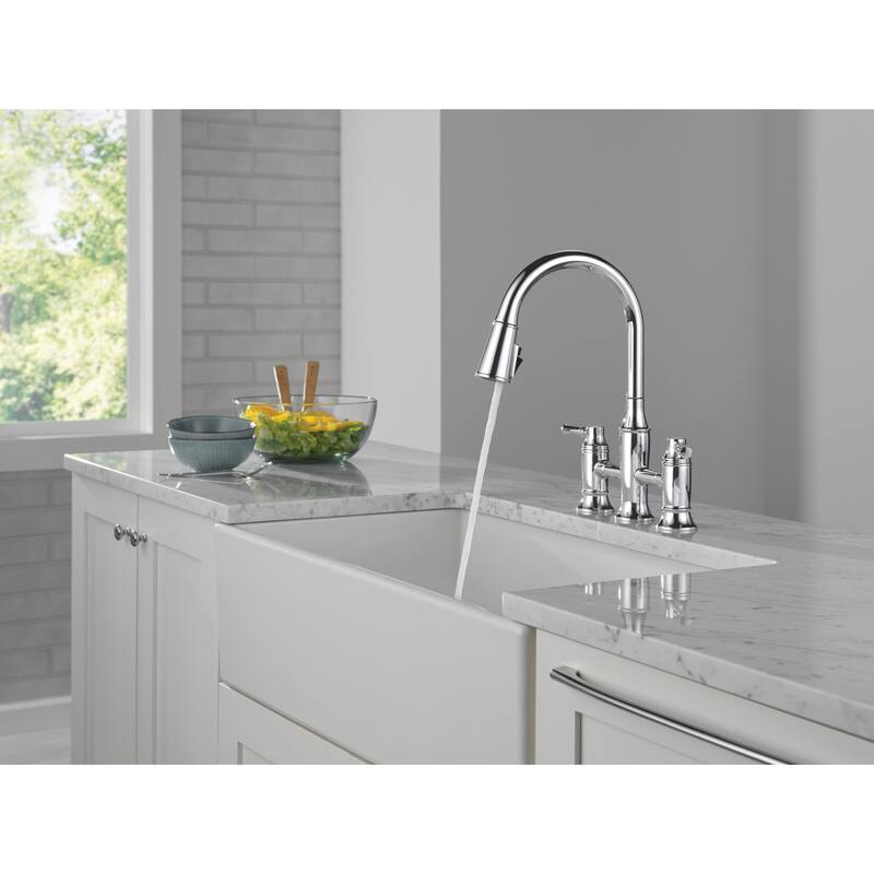 Delta 2384L-DST Renaldi 1.8 GPM Bridge Kitchen Faucet with Pull-Down