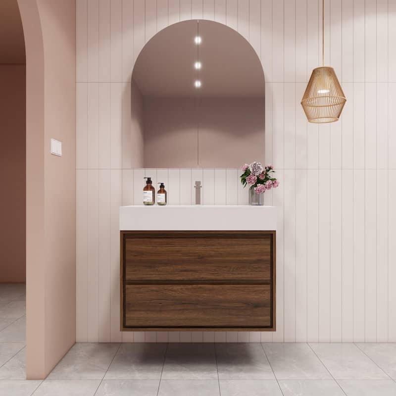 Victoria 36" Wall Mounted Modern Vanity with Acrylic Sink