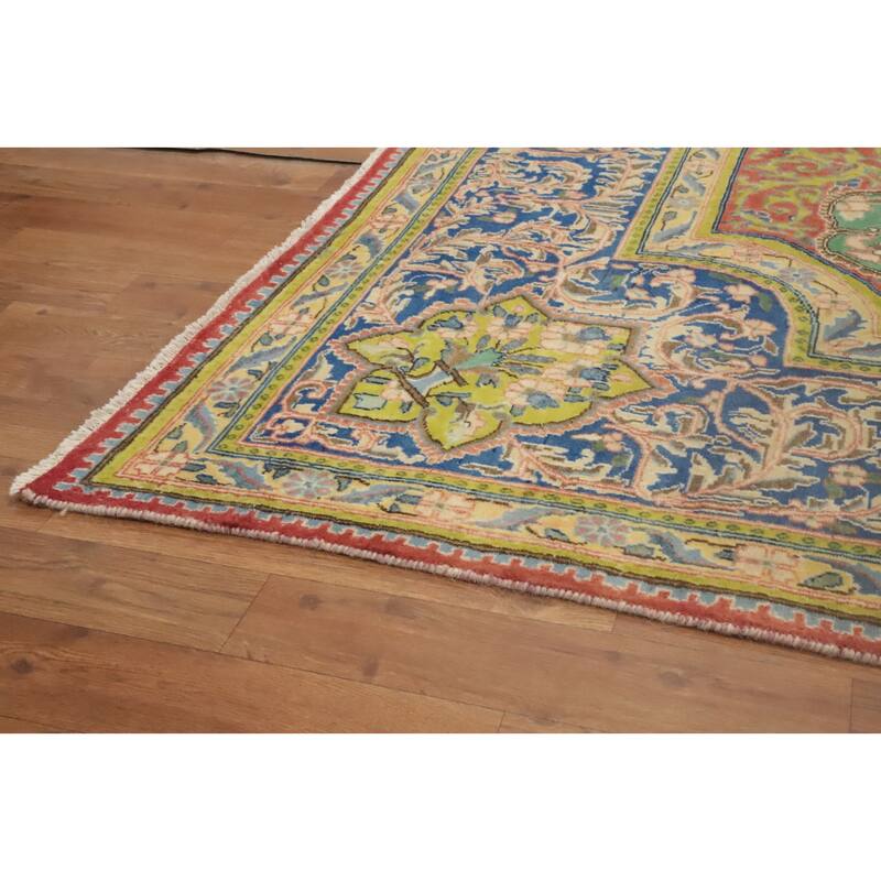 Hand Knotted Oriental 100% Wool Carpet Traditional Floral Oranges & Rust Kerman Area Rug - 12' 0'' X 8' 9''