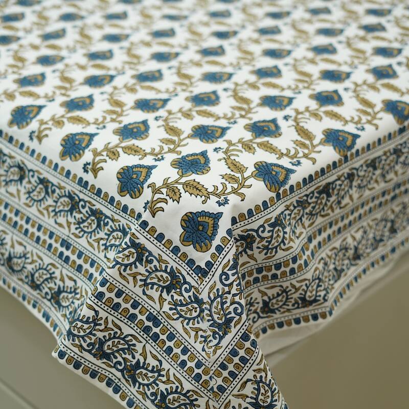 Fabdivine Handmade Block Print Flat Sheet or Bed Sheet Cotton Fabric Floral Home Decor