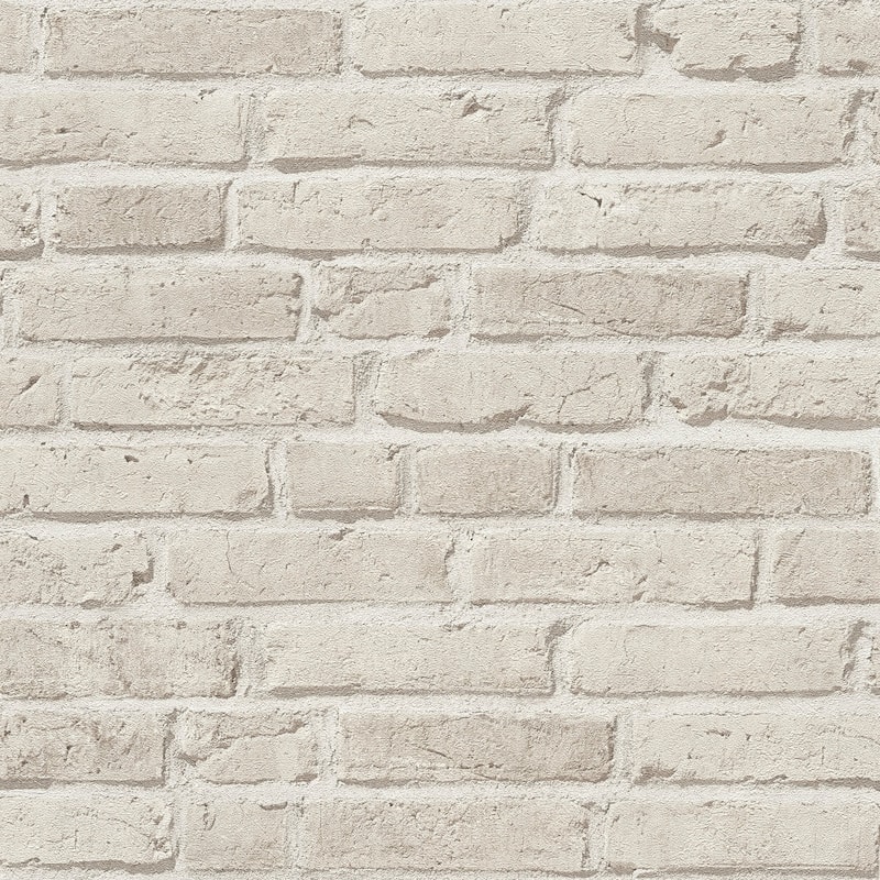 Galerie Wallcoverings Bricks and More Collection Weathered Brick Walls Matte Finish Vinyl on Non-woven Wallpaper Roll - 33-feet long x 21-inches wide - White