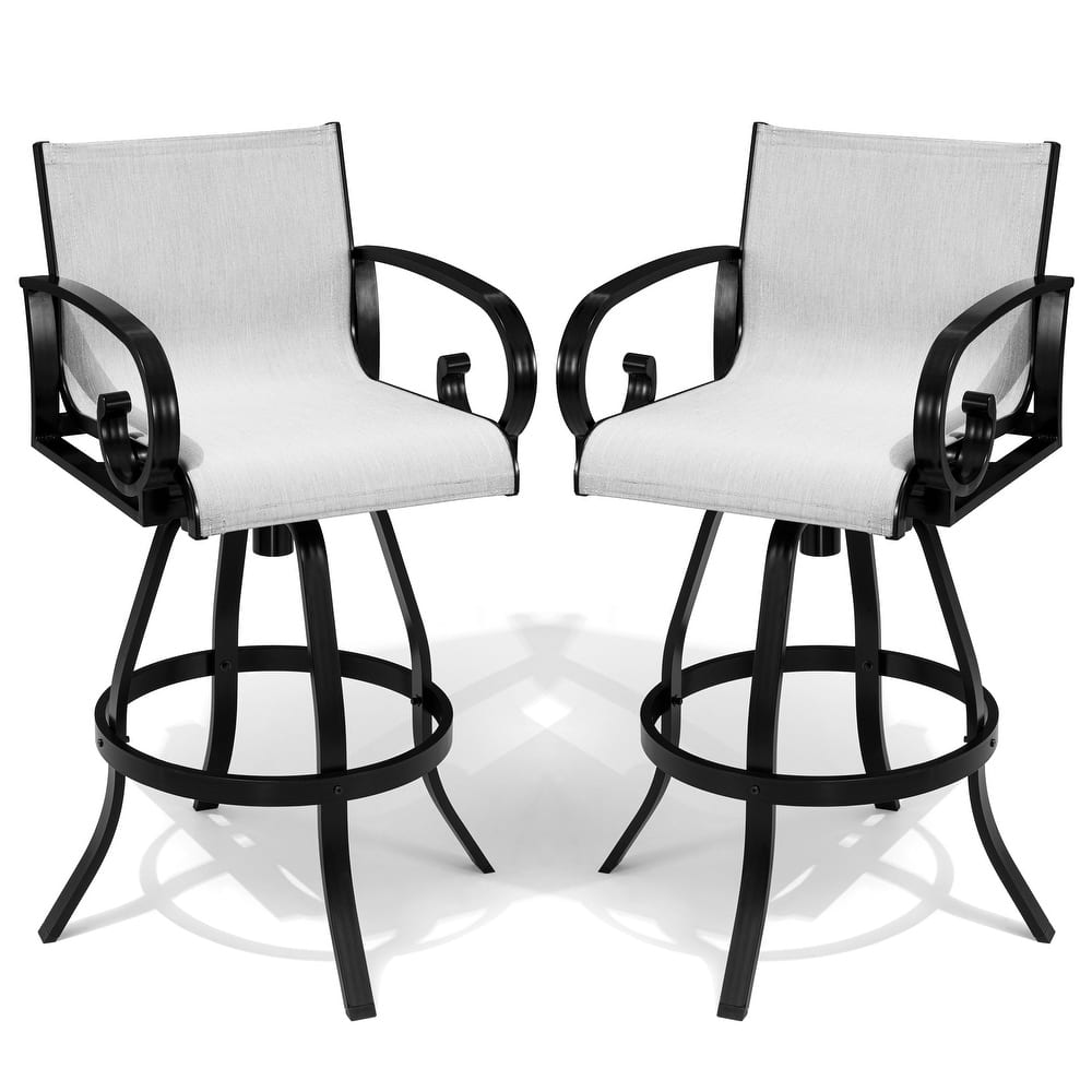 VredHom Outdoor Patio Bar Stools Swivel Bar Chair Sunbrella Textilene Sling - 20.1 in W x 44.3 in H