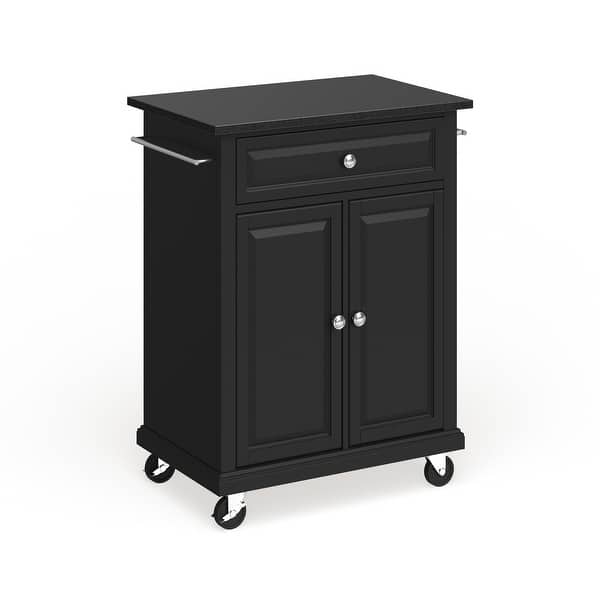 Crosley Compact Solid Black Granite Top Portable Kitchen Cart/ Island