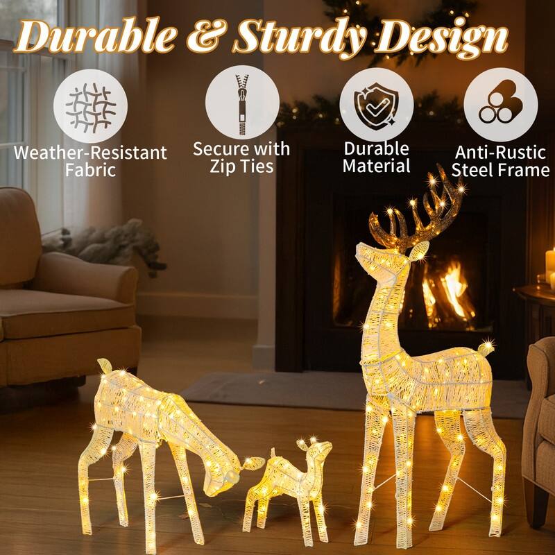 3-Piece Lighted Christmas Reindeer Family Set Outdoor Decorations