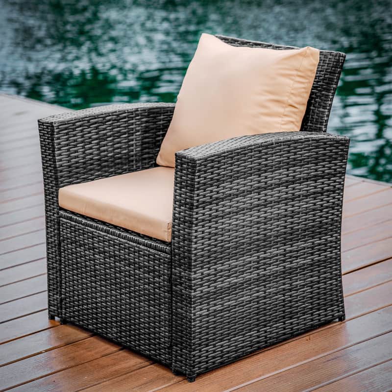 Empyrean 4 Piece Premium Patio Furniture Wicker Conversation Set