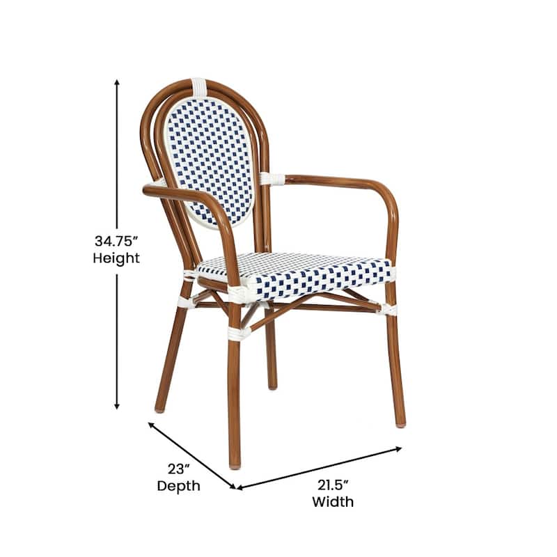 4 Pack All-Weather Commercial Paris Chairs with Arms and metal Frames