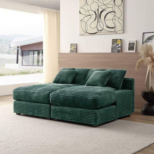 Corduroy 2-Seater Sofa Couch Convertible Upholstered Sleeper Sofa Bed ...