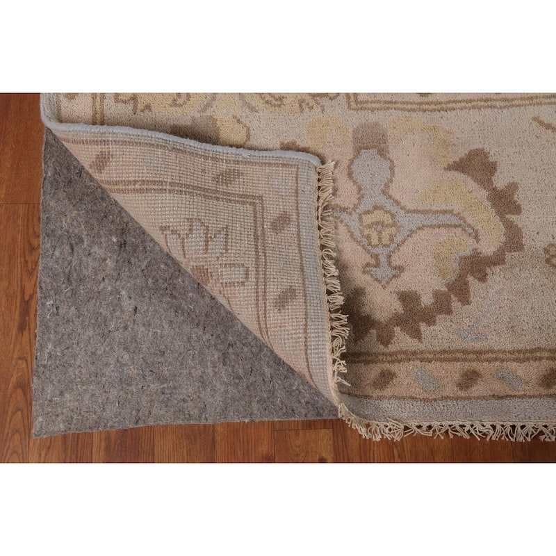 Earth Tone Oushak Indian Area Rug Hand-Knotted Wool Carpet - 9'1" x 11'10"
