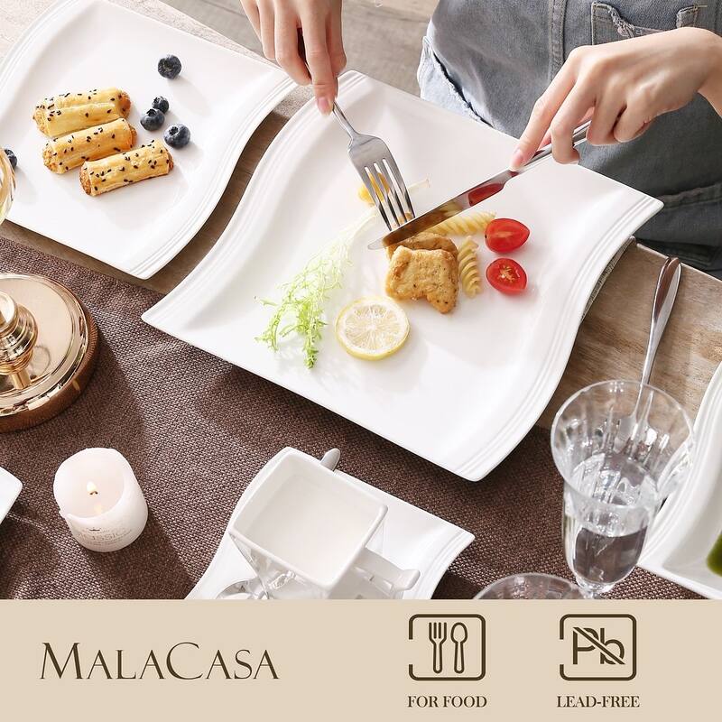 MALACASA Flora 60-Piece Porcelain Dinnerware Set, Service for 12