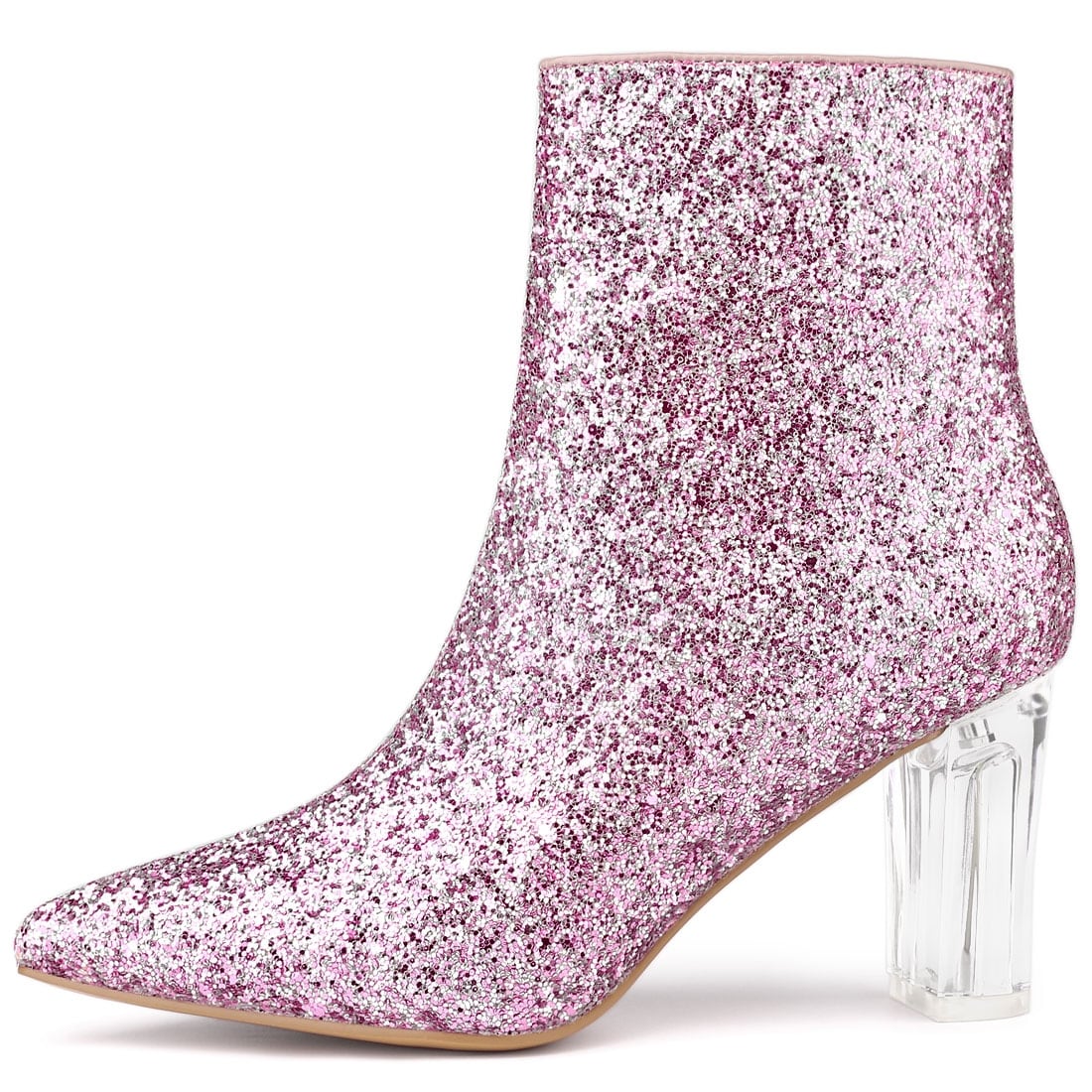 pink glitter ankle boots