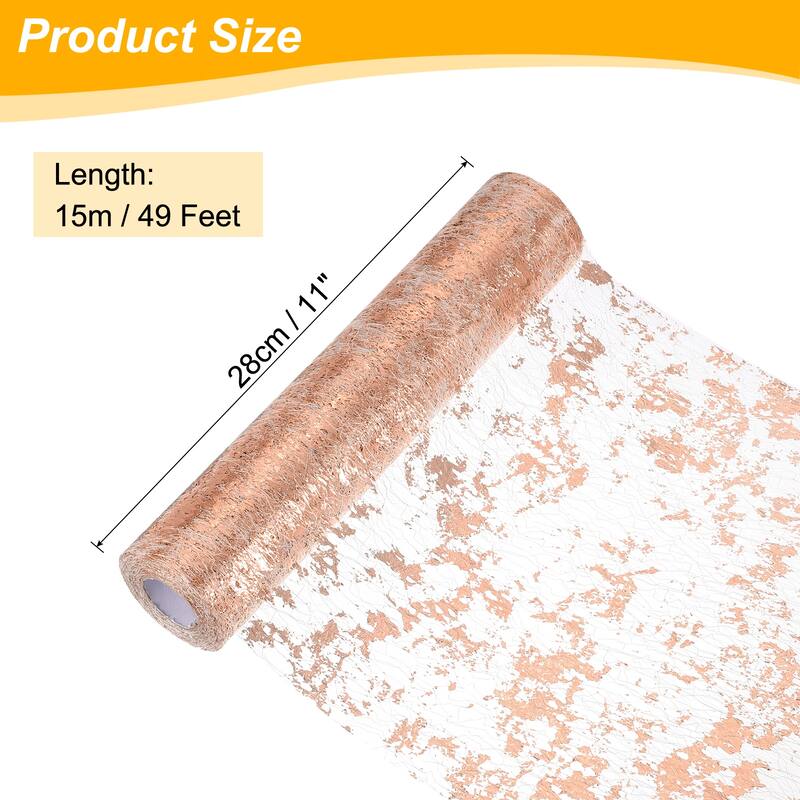 Table Runner, Sequin Gold Foil Thin Mesh Metallic Table Runner - Rose Gold - 49 Feet