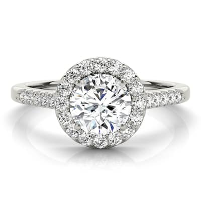 Auriya 14k-White Gold Lab Grown Round Diamond Halo Engagement Ring 0.50 to 5.00 ct. tw. (F-G VS)