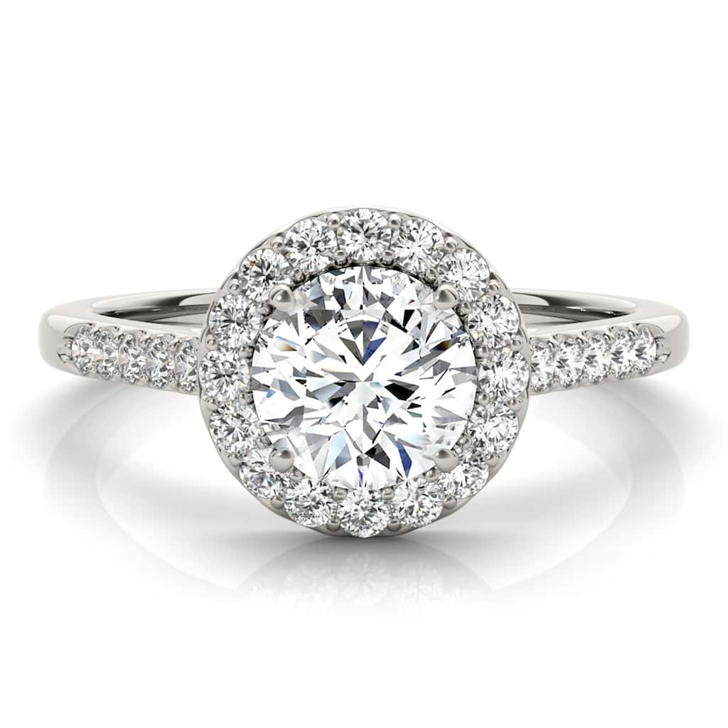 Auriya 14k-White Gold Lab Grown Round Diamond Halo Engagement Ring 0.50 to 5.00 ct. tw. (F-G VS)