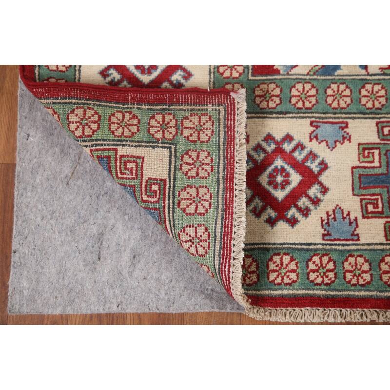 Hand Knotted Oriental 100% Wool Carpet Traditional Geometric Red Kazak Area Rug - 9' 10'' X 6' 8''