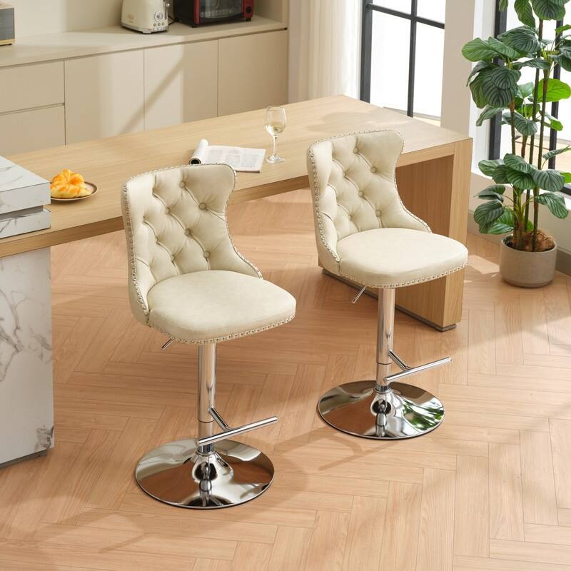 Swivel Foam Barstools Adjusatble Seat Set of 2