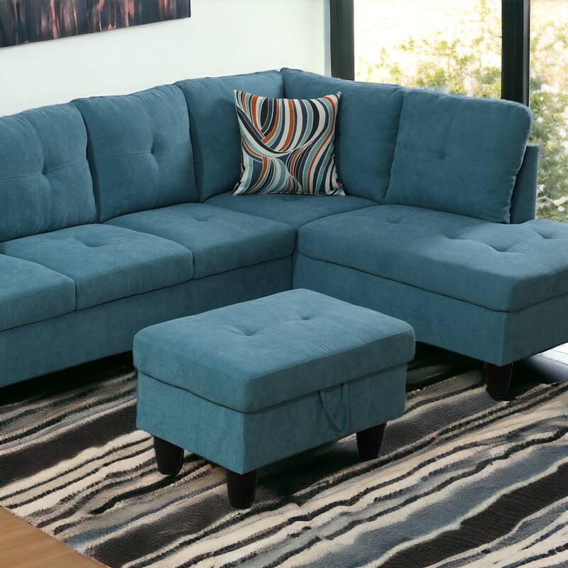 KISRAIS 28.5" Wide Upholstered Storage Ottoman