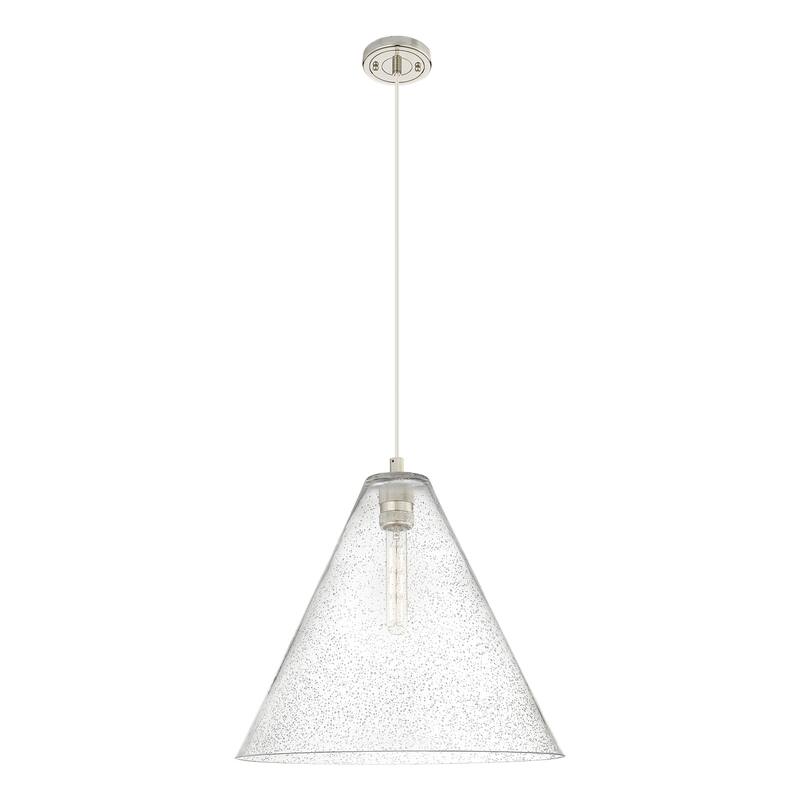 Innovations Lighting Downtown Urban - Crown Point - 1 Light 16" Berkshire Cord Hung Pendant - Polished Nickel/Seedy