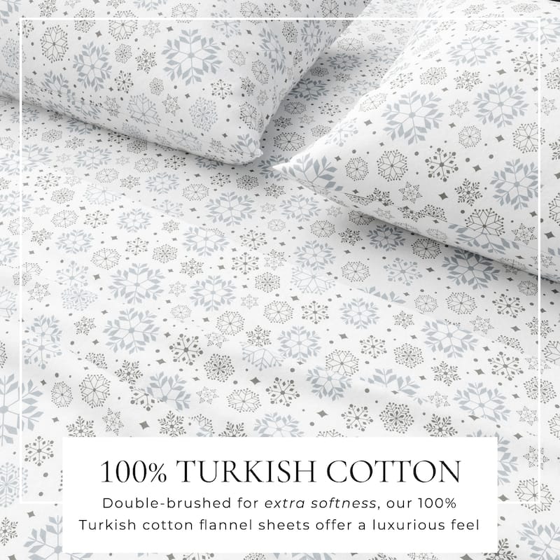 Linery & Co. Ultra-Soft Turkish Cotton Flannel Christmas Print Sheet Set