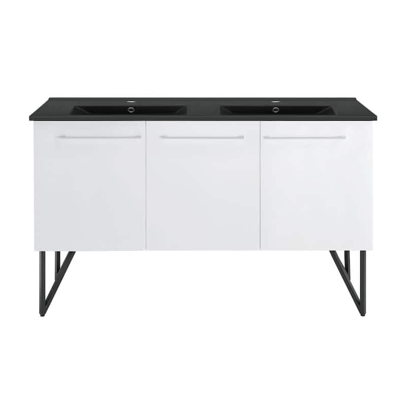 Swiss Madison SM-BV216DMB Annecy 59" Free Standing Double Basin Vanity - White / Matte Black - Painted