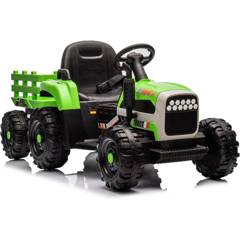 Ride on Tractor with Trailer& Remote Control,24V Battery Powered Electric Tractor