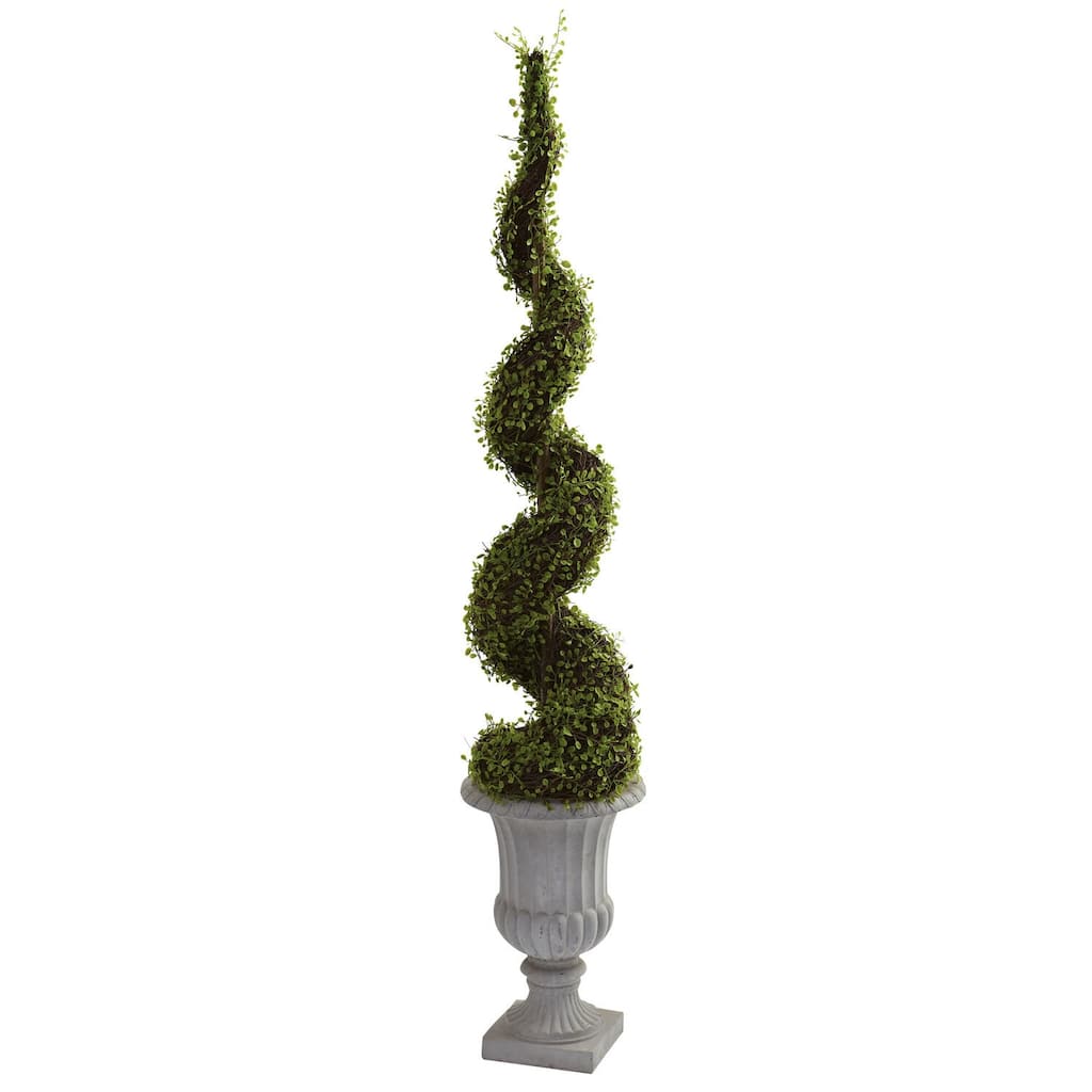 Spiral Topiary Tree with Urn - 5ft Artificial Greenery for Home Office Decor - 5ft.