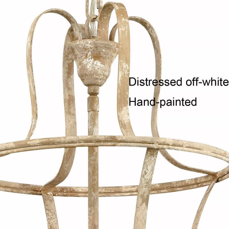 Aspen Farmhouse Chandelier 4-Light Distressed Off-White - Antique White