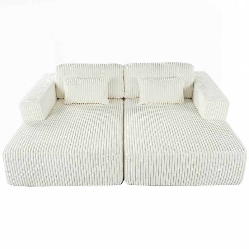 Corduroy Double Sofa Bed with 2 Pillows