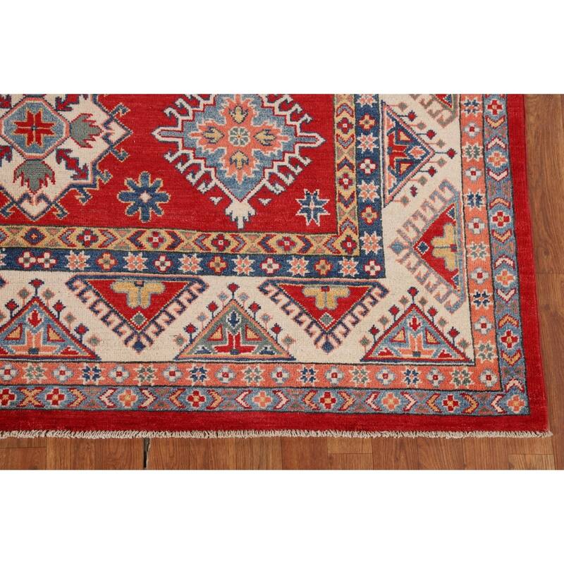 Red Kazak Oriental Area Rug Handmade Wool Carpet - 6'5" x 9'10"