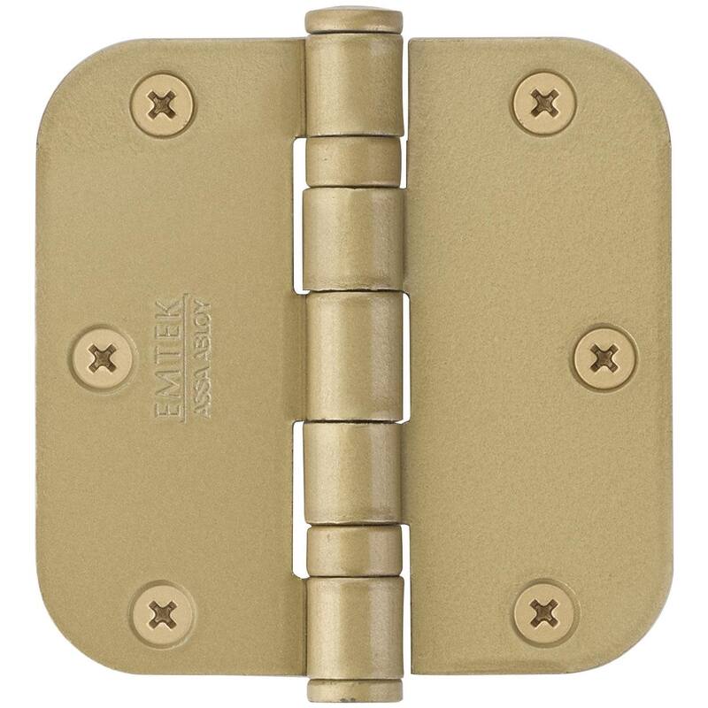 Emtek 3.5" x 3.5" Ball Bearing 5/8" Radius Corners Mortise Hinge - - Satin Brass