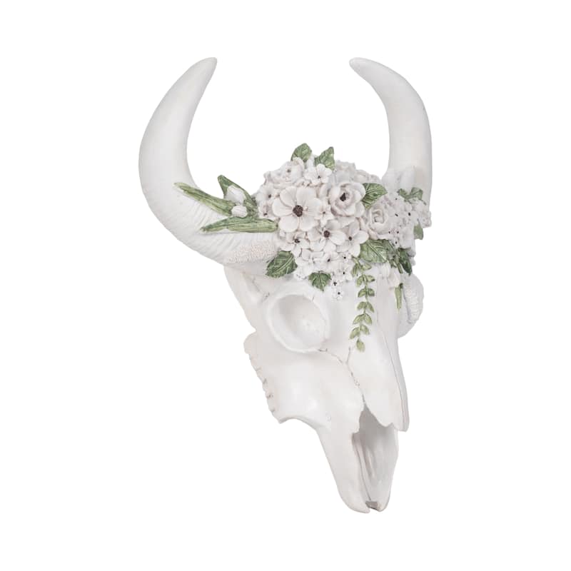 Sagebrook Home Bull Skull With Succulents, Multi, Novelty