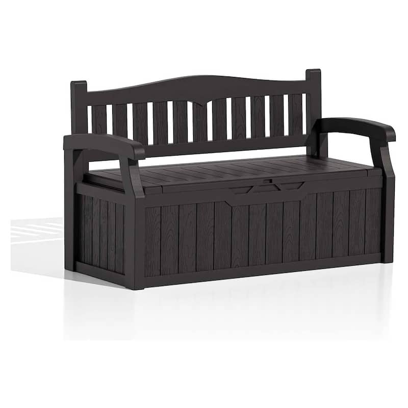 Plastic Outdoor Patio Garden Storage Bench with Lockable Lid 70-Gallon - 23.2 D" x 53.1" W x 31.5" H