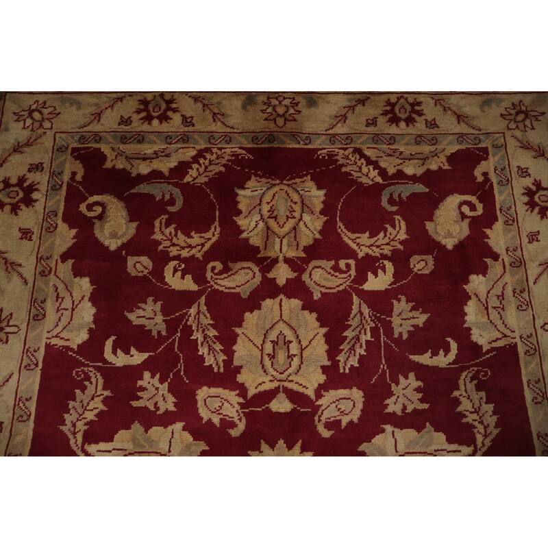 Hand Knotted Oriental 100% Wool Carpet Traditional Floral Red Peshawar Area Rug - 4' 10'' X 4' 0''