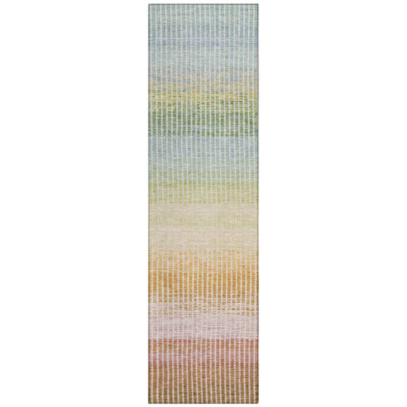 Machine Washable Indoor/ Outdoor Contemporary Stripes Chantille Rug