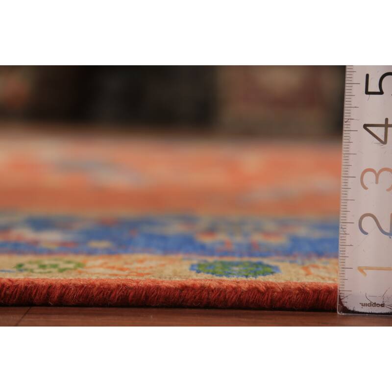 Floral Heriz Serapi Indian Area Rug Hand-Knotted Wool Carpet - 7'11"x 9'11"