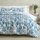 preview thumbnail 1 of 4, Linery & Co. All Season Down Alternative Reversible Comforter Set Navy Sea Coral Print  / Navy Stripe Print - California King