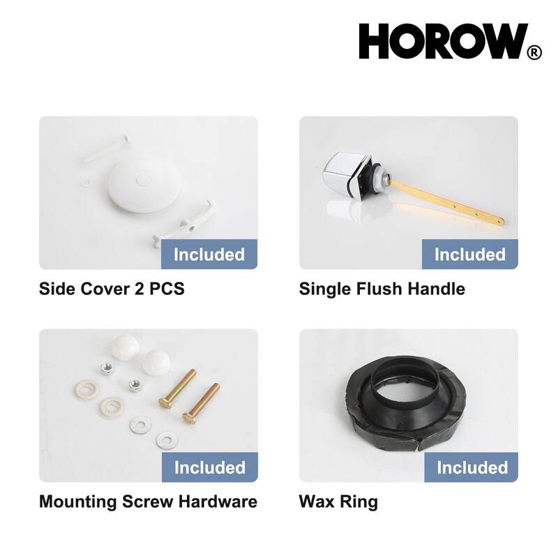 HOROW 1-Piece 1.28 GPF Compact Elongated Toilet in White with Comfort Height and Soft-Close Seat Included - N/A